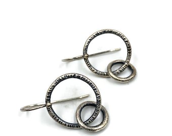 Sterling silver double circle earrings .