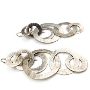 Sterling silver statement  washer link earrings.