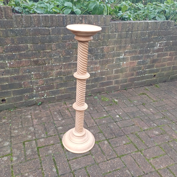 Vintage Quality Solid Beech Decorative Wooden Plant Stand Barley Twist Aesthetics