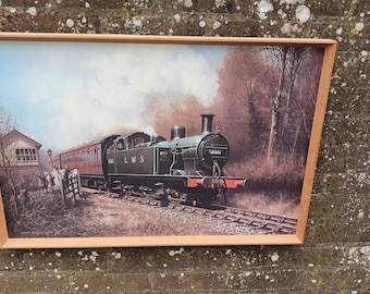 Large Vintage Retro Print 16466 LMS Steam Train Matglo Surface. Don Breckon ‘Jinty at the Crossing’ Vintage Railway