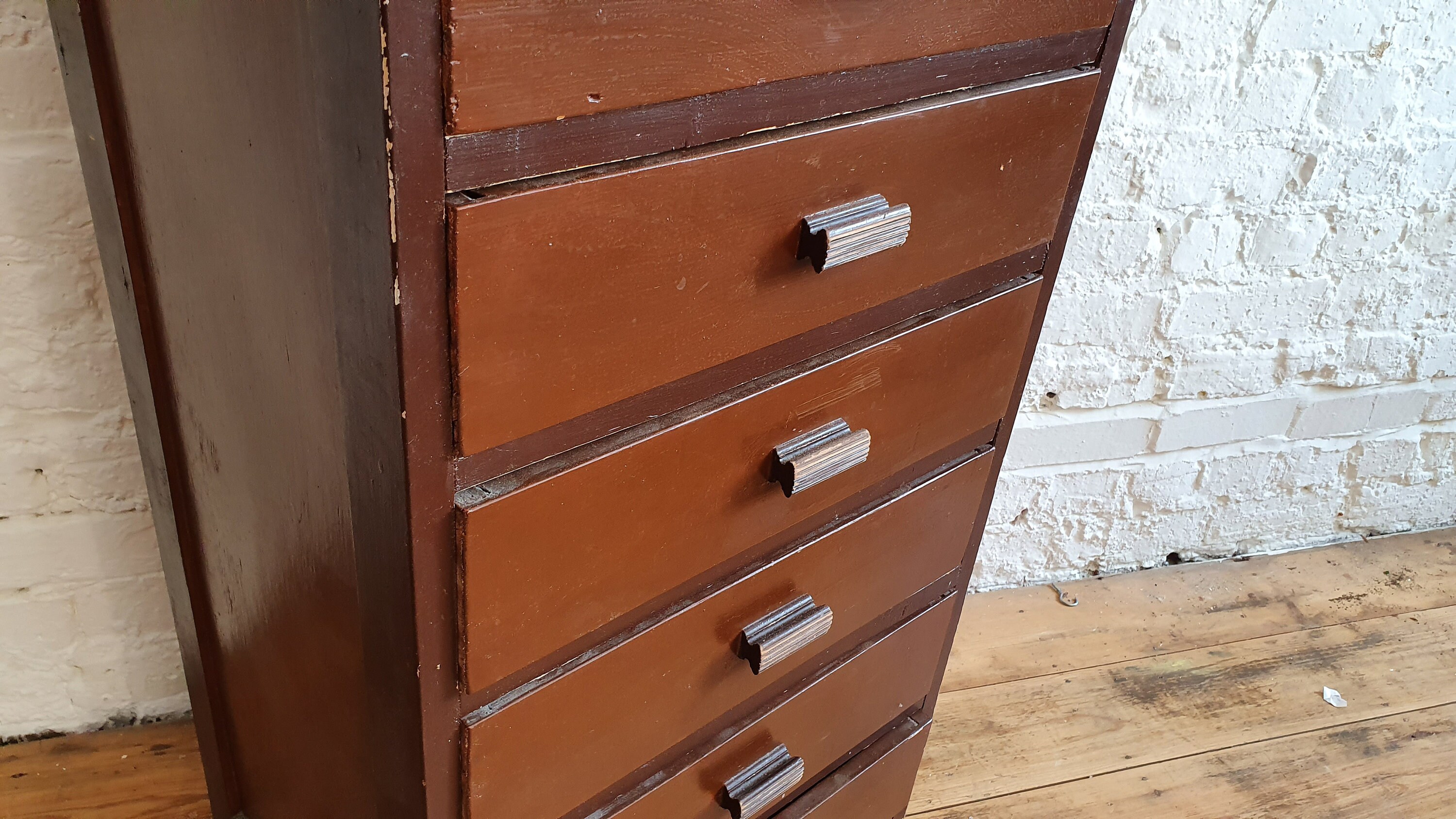 Large Thin Painted Light Brown Chest of Drawers Etsy UK