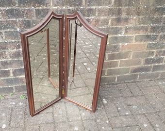 Quality Unusual Late Victorian Vintage Mahogany Double Mirror Dressing Table fire Screen Wall.