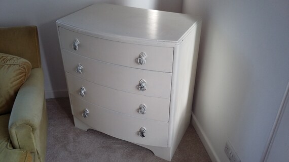 Vintage Painted Shabby Chic Curved Front Chest Of Drawers Etsy