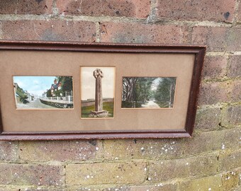 Vintage Colour Postcards Haslemere Gibbit Hill Hindhead Surrey Landscape Village Framed Triple Mount