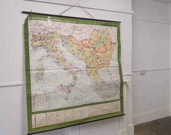 Massive 5 ft x 5 ft Map Roll Up South Eastern Europe Italy Bulgaria Romania Yugoslavia Albania Greece Croatia