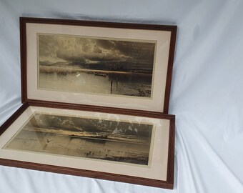 Pair of large stunning vintage photographs of waterways and wildlife by Ed Fischer