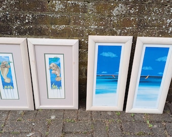 4 Sea Nautical Prints Sailing Seals 2 Pairs Wooden Frames. Paul Brent.