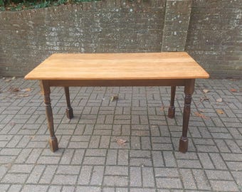 Vintage Solid Oak Refectory Dining Table - Etsy UK