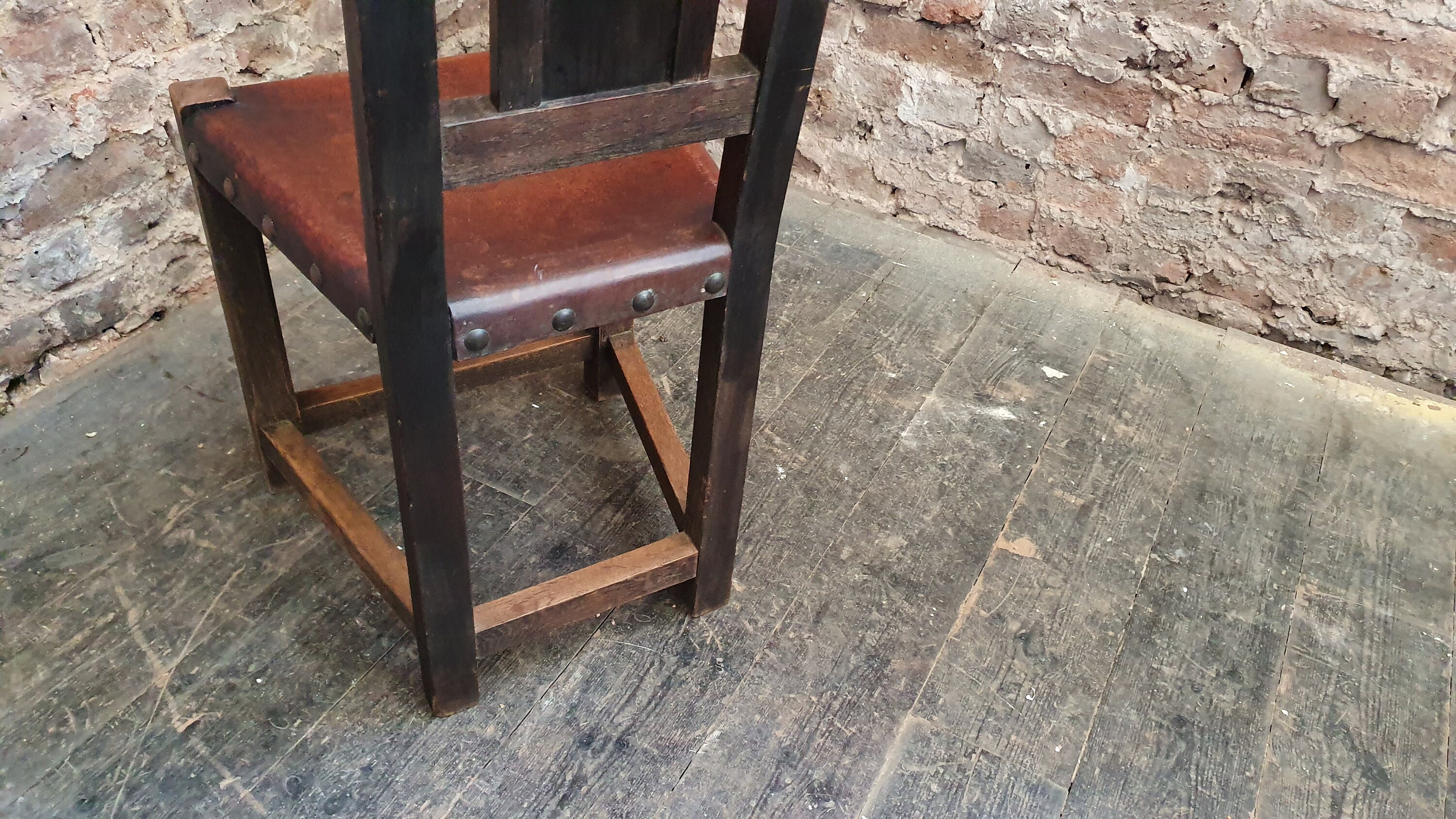 Vintage Oak and Studded Leather Dining Kitchen Chair Bedroom Etsy