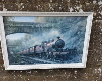 Large Vintage Retro Print 1187 LMS Steam Train Matglo Surface. Philip D Hawkins Vintage Railway