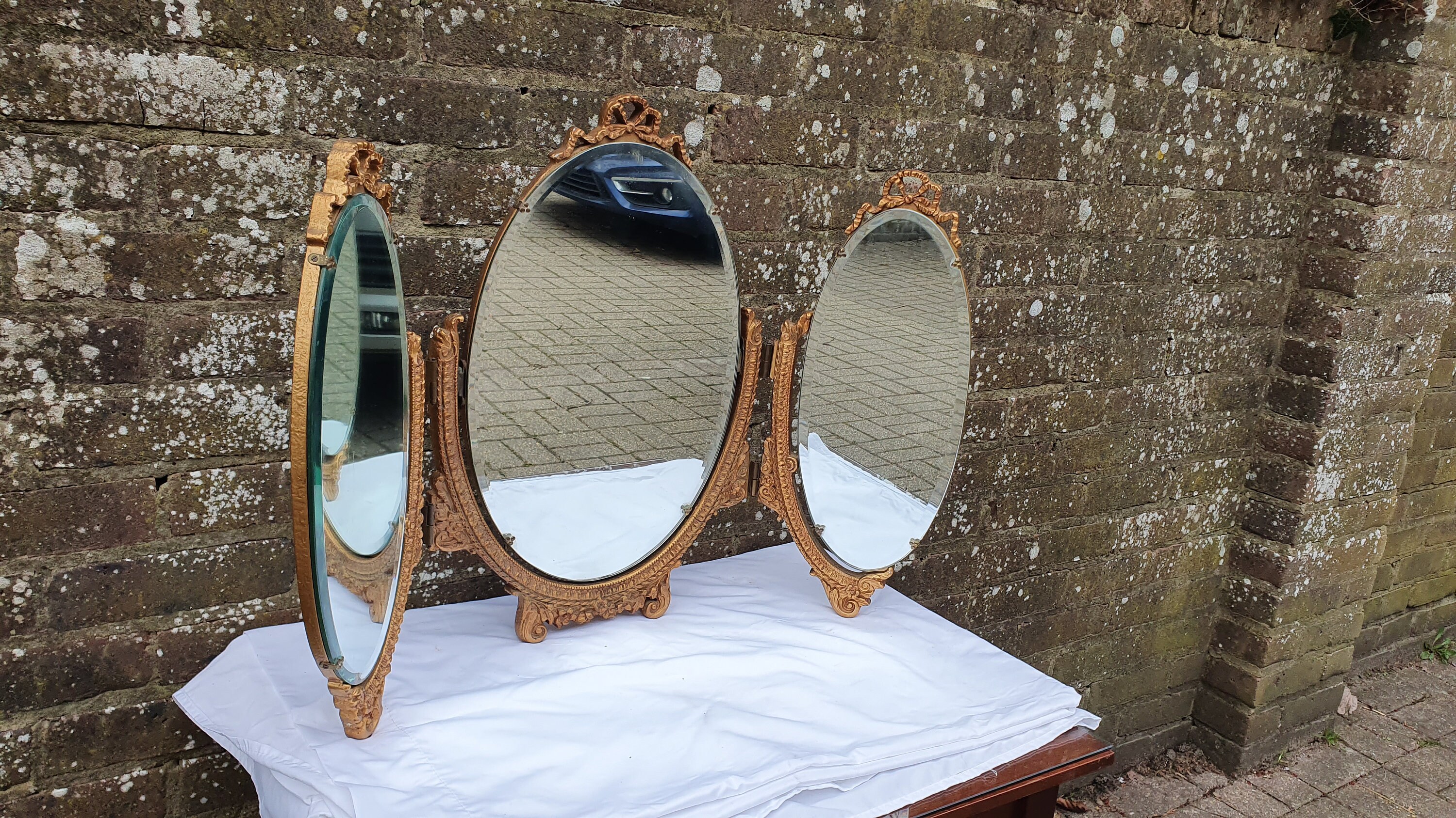 Vintage Wooden Gold Gilt Triple Dressing Table Mirror. Etsy UK