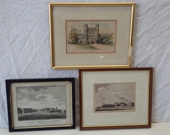 Three Vintage Prints of Battle Abbey Sussex