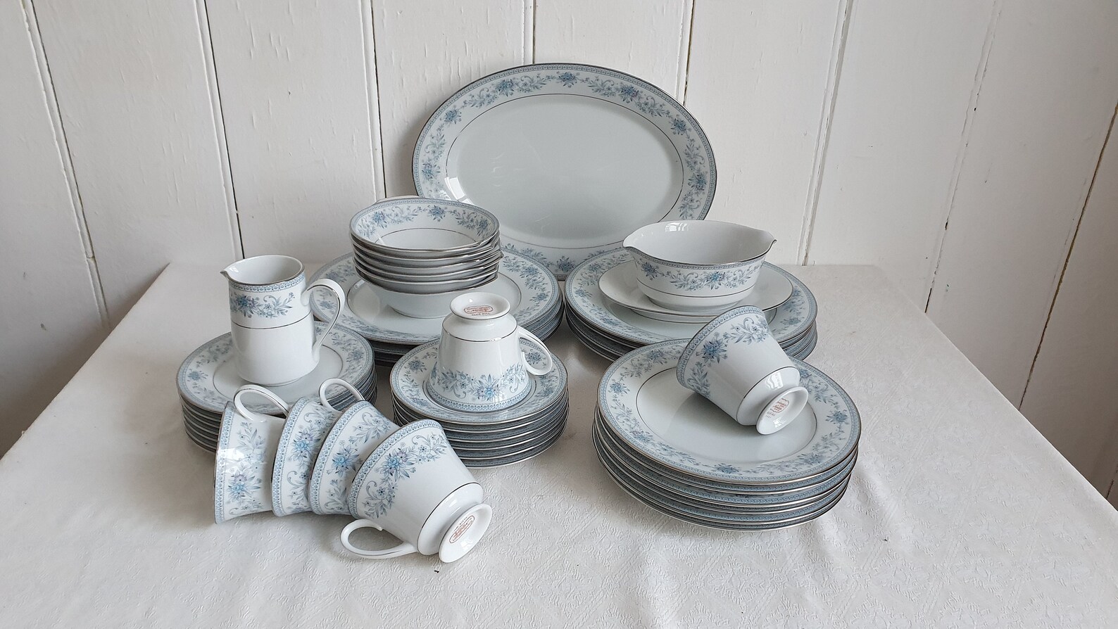 Large Noritake Quality Fine China blue Hill Blue and Silver Etsy