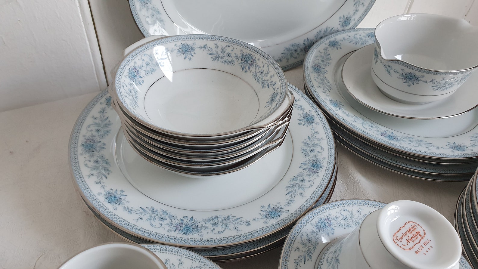 Large Noritake Quality Fine China blue Hill Blue and Silver Etsy