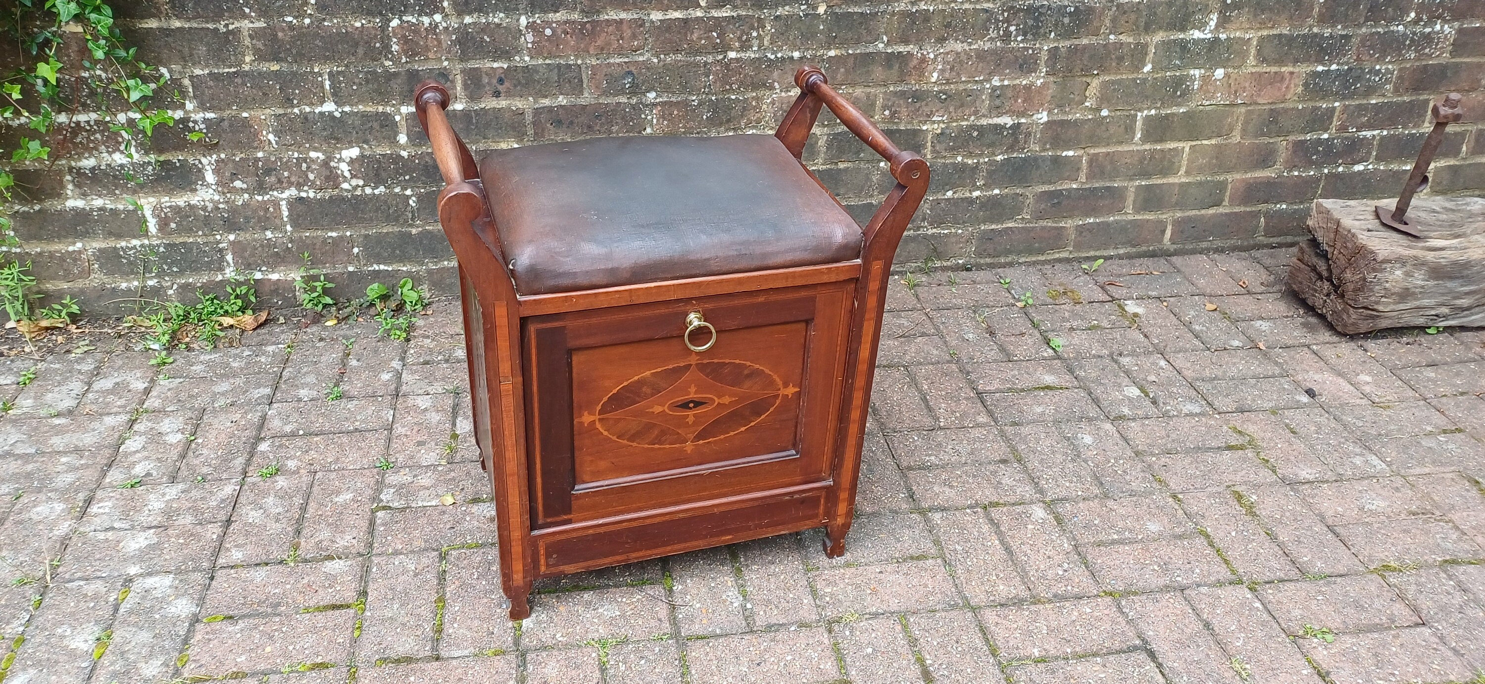Vintage Edwardian Inlaid Mahogany Piano Stool With Pull Down Compartment. Etsy