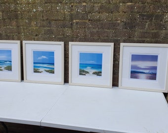 Sandy Beach in Summer Colour Art Print Set Signed Sand Dunes Waves Coast Matching Mounts & Square Frames