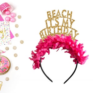 Beach It&#39;s My Birthday Headband, Beach Birthday Headband, Birthday Headband. Beach Headband