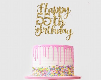 Happy 55th Birthday Cake Topper, 55th Birthday Decorations, Cake Decorations, 55th Cake toppers