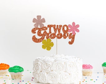 Two Groovy Cake Topper, Hippie Birthday Cake Topper, 2nd Birthday Cake Topper