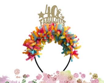 40 & Fabulous Headband, 40th Birthday Headband, 40th Birthday Decorations. 40th Birthday Party Crowns, 40th Birthday Party Decorations