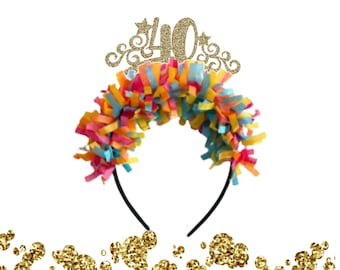40th Birthday Headband, 40th Birthday Decorations. 40th Birthday Party Crowns, 40th Birthday Party Decorations, 40th Crown, 40th Decorations