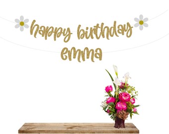Personalized Birthday Banner, Custom Banners, Custom Flower Banner