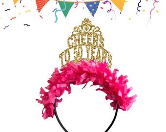 50th Birthday Crown, 50th Birthday Headband, 50th Birthday, 50th Birthday, cheers to 50 years headbands, 50th birthday photo props