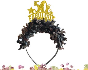 50 & Fabulous Headband, Birthday Crown, 50th Birthday Headband, 50th Birthday  Decorations, 50th Birthday, 50th Birthday Gift. Photo prop