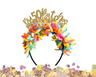 I'm 50 bitches headband, 50th Birthday gift, 50th Birthday Headband, 50th Birthday photo prop, 50th Birthday, 50th birthday crown
