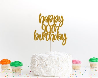 Happy 90th birthday cake topper, 90th birthday cake topper, 90th birthday party decorations, 90th birthday cake decorations, Birthday