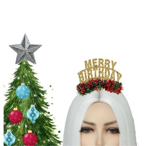 Birthday Headband, Christmas Birthday Headband, Merry Birthday Headband, Birthday Decorations