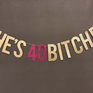 40th Birthday Decorations, 40th birthday party banner, Birthday Party Decor, 40th Birthday Party garland/ Glitter Banners