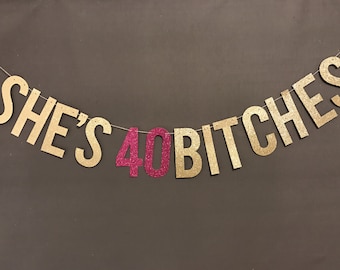 40th Birthday Decorations, 40th birthday party banner, Birthday Party Decor, 40th Birthday Party garland/ Glitter Banners