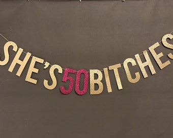 50th birthday, 50th birthday party banner, Birthday Party Decor, 50th Birthday Party garland/ Glitter Banners