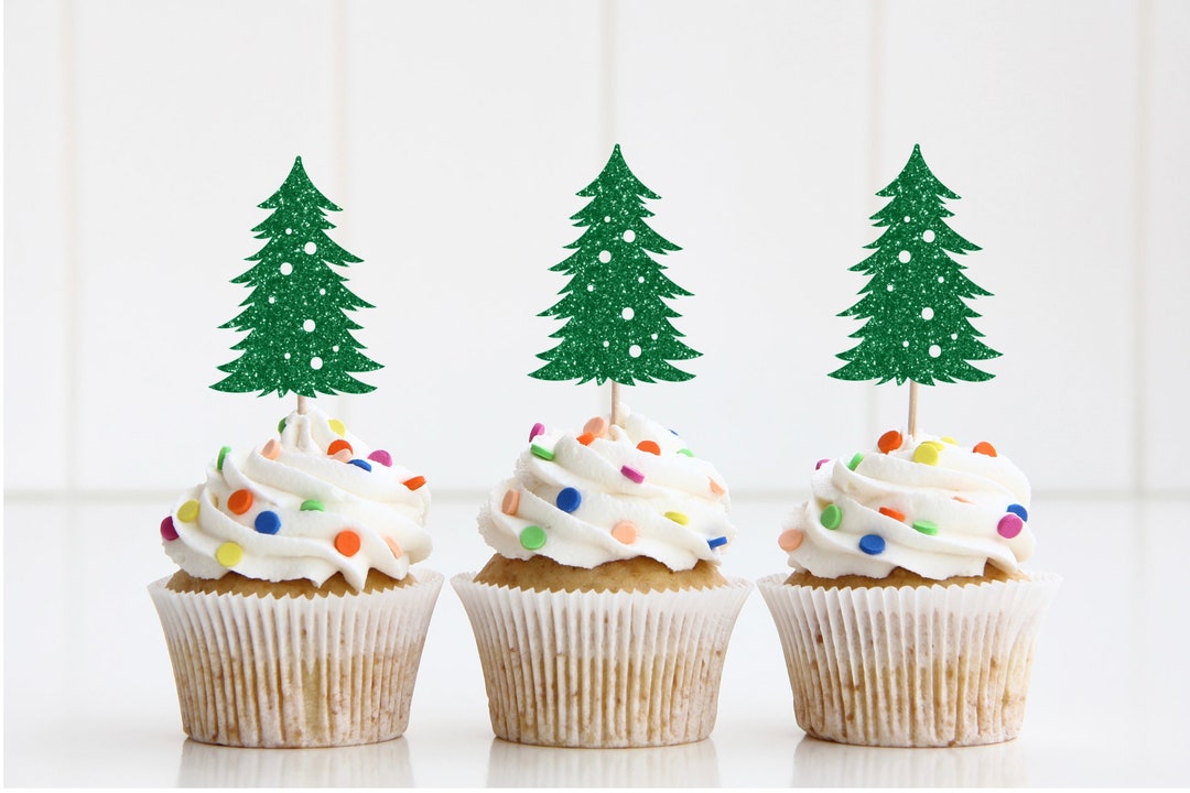 Christmas Tree Cupcake Topper, Christmas Decorations, Christmas Cupcake