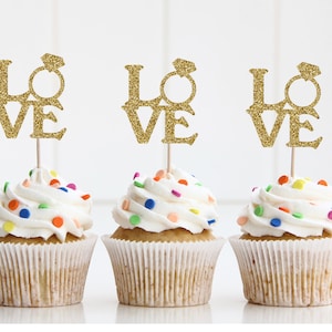 Love Cupcake Toppers/ wedding cupcake toppers/ valentine's day cupcake toppers/ bridal shower cupcake toppers/ bachelorette cupcake toppers image 1