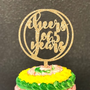 65th Birthday Cake Topper, Cheers to 65 Years Cake Topper, 65th Birthday Decorations, Cake Decorations, 65th Cake toppers