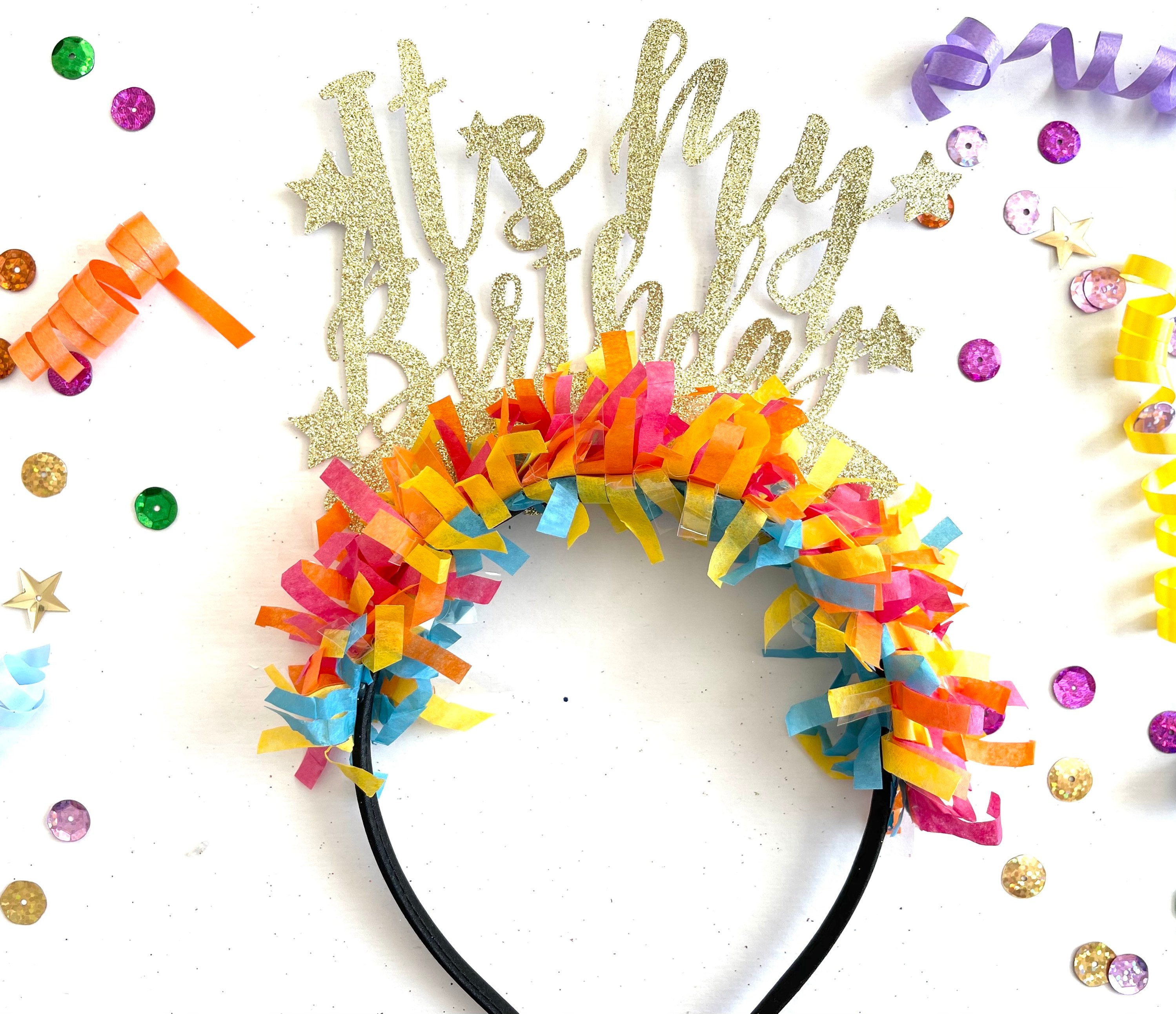 Bandeau Et Badge 8e Anniversaire LunarCharm – Arc-en-ciel, Paillettes, Fait Main – Fête Princesse