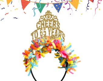 Cheers to 65 Years Crown, 65th Birthday Crown, 65th Birthday Headband, 65th Birthday Party Decorations, Party Crown,