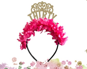 30th Birthday Headband, 30th Birthday Crown, 30th Birthday Decorations, 30th Birthday Party 30th Birthday Party Crown, 30th Birthday Gift