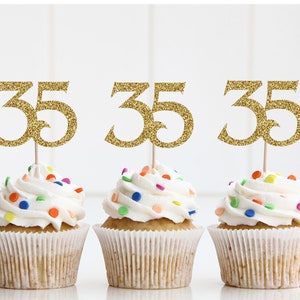 35th Birthday Cupcake Topper, 35th Birthday Decorations