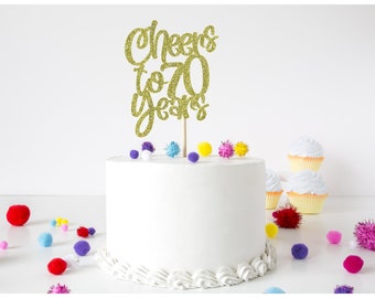 70th Birthday Cake Topper, Cheers to 70 Years Cake Topper, 70th  Birthday Decorations, Cake Decorations, 70th  Cake toppers