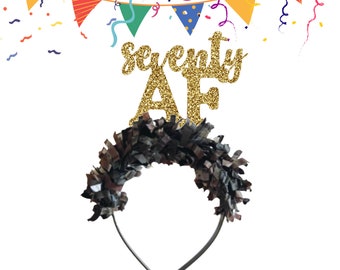70 AF HEADBAND . 70th Birthday Crown, 70th Birthday Headband, 70th Birthday Party Decorations, 70th Birthday