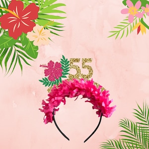 Luau Birthday, 55th Birthday Headband, Beach Birthday Headband, 55th Birthday Gift