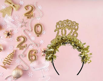 2 stuks Happy New Year Haarbanden, 2026 Oudejaarsavond Hoofdband voor
