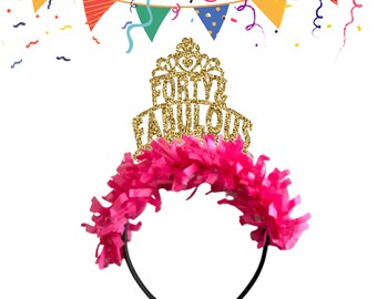 40 & Fabulous Headband, 40th Birthday Headband, 40th Birthday Decorations. 40th Birthday Party Crowns, 40th Birthday Party Decorations