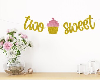 Two sweet  Banner, 2nd birthday Birthday Banner, 2nd birthday, Glitter Banners, Birthday Garland, Glitter Banners