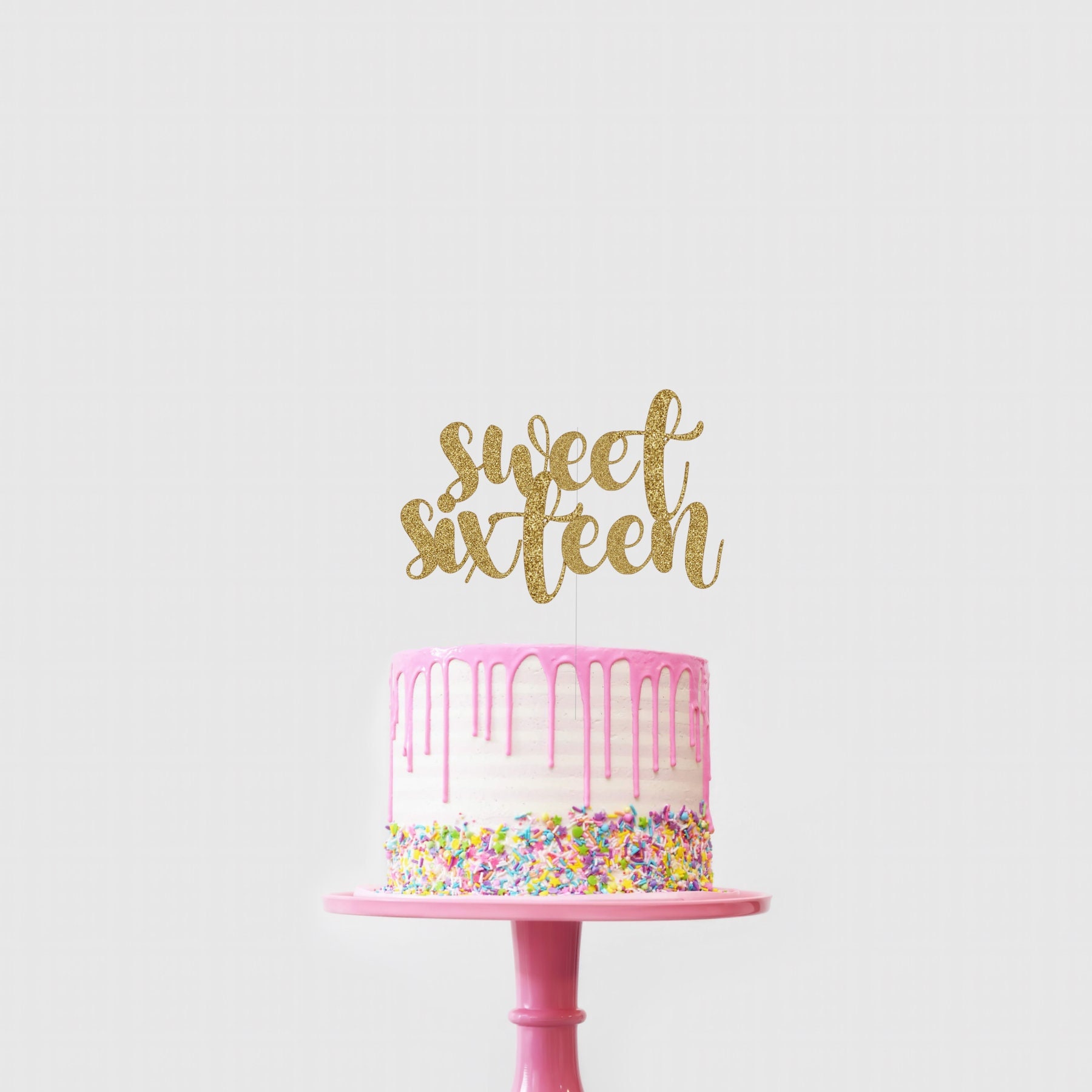 Personalized Sweet 16 Cake Topper Style 1 - Sugar Crush Co.