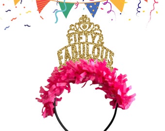 50 & Fabulous Headband, Birthday Crown, 50th Birthday Headband, 50th Birthday  Decorations, 50th Birthday, 50th Birthday Gift. Photo prop