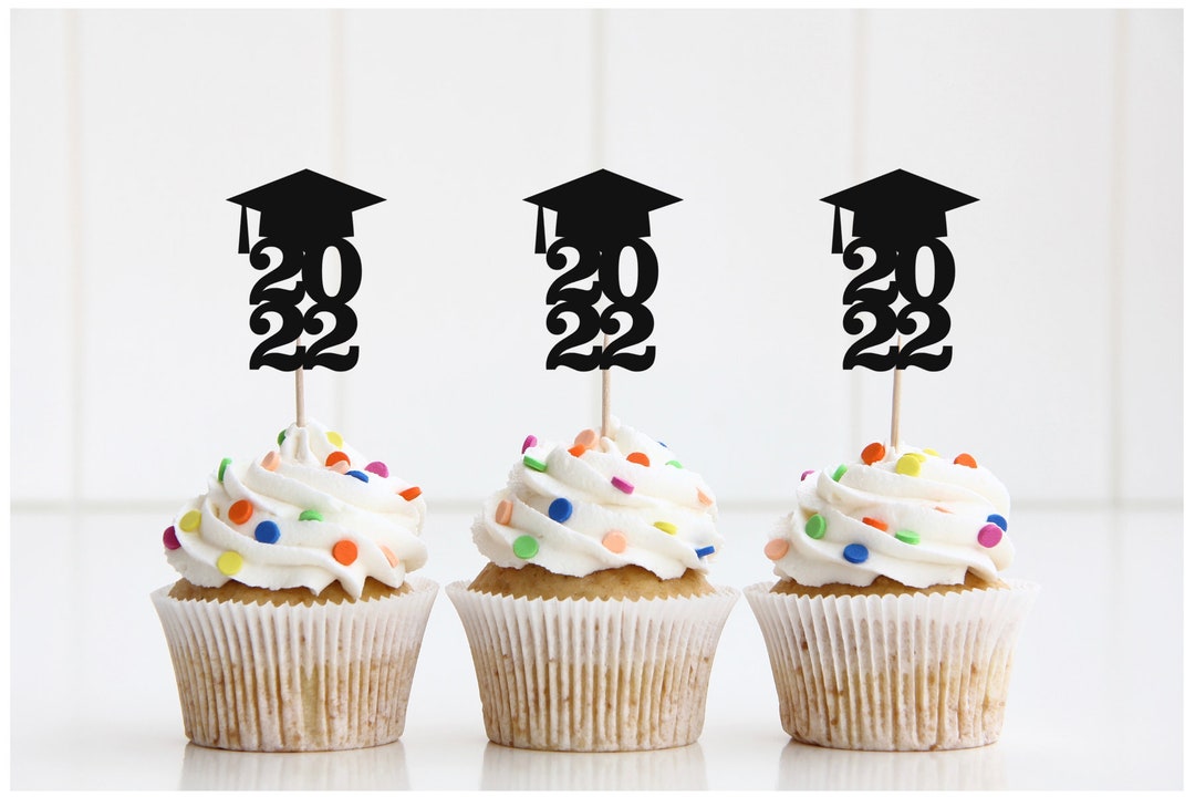 Graduation Cupcake Toppers, Class of 2022 Graduation Cupcake Toppers